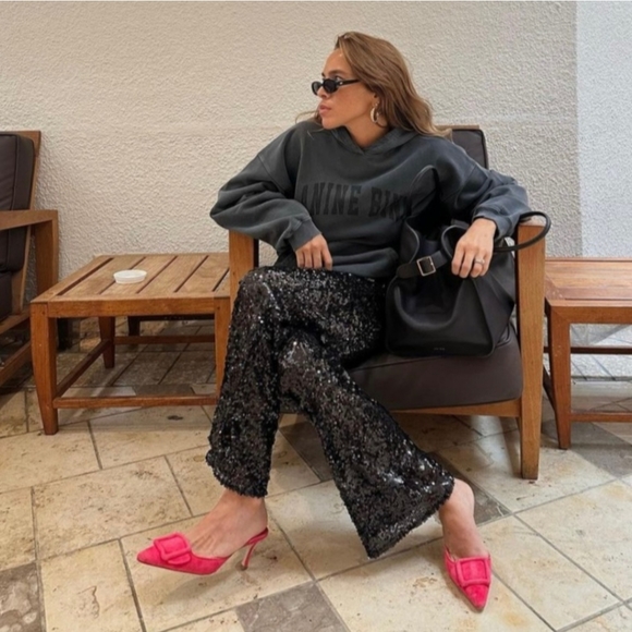 Zara Flared Sequin Pants Size XS - Picture 6 of 9